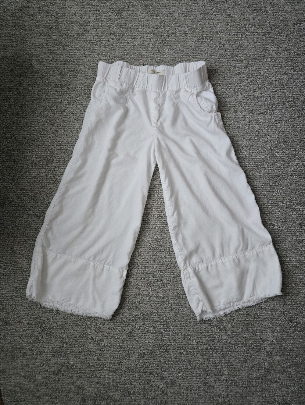 White Elastic-Waist Wide Leg Bottoms